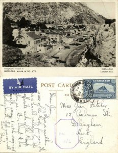 Gibraltar, Catalan Bay (1945) RPPC Postcard Censor Cancel