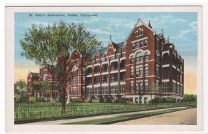 St Paul's Sanitarium Dallas Texas 1920s postcard