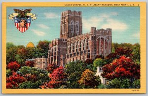 West Point New York 1940s Postcard Cadet Chapel US Military Academy