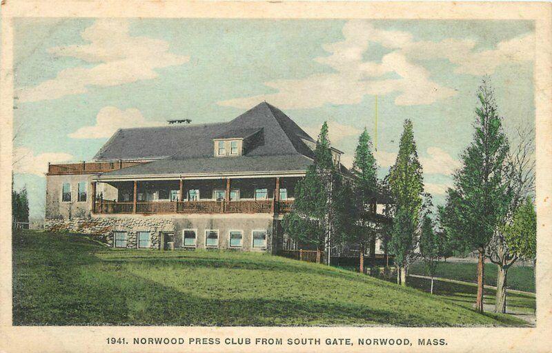 C-1910 Norwood Press Club South Gate hand colored Postcard New England News 271