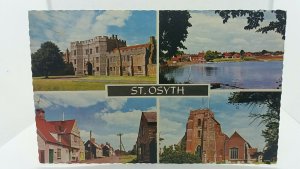 Vintage Postcard St Osyth Multiview The Priory Church Boating Lake Mill Street