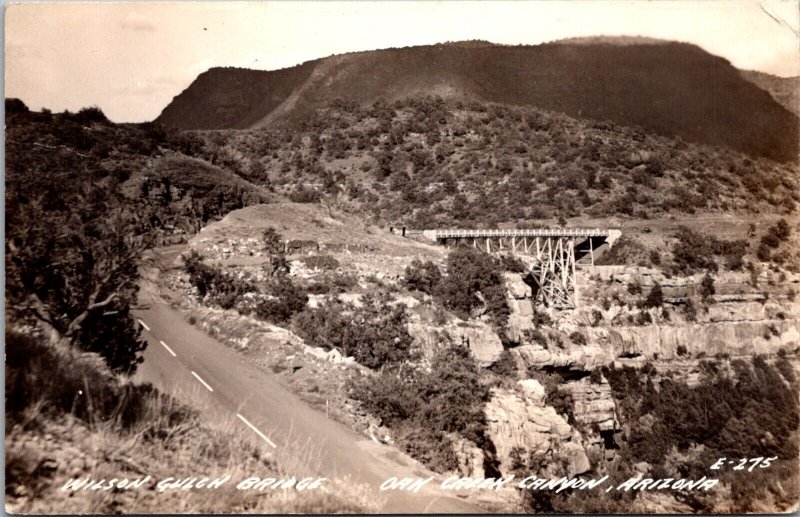 Real Photo Postcard Wilson Gulch Bridge in Oak Creek Canyon, Arizona