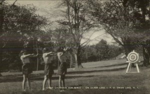 Swan Lake NY Camp Chipinaw For Girls Archery Postcard - Silver Lake