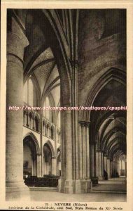 Nevers Old Post Card Interior of the cathedral south Riviera Roman Style 11th