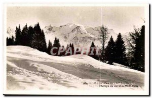 Old Postcard Assy Passy ski fields and Mont Blanc