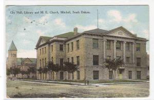 City Hall Library ME Church Mitchell South Dakota 1912 postcard