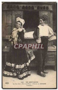 Old Postcard Folklore Beds Clos The bed enclosed wedding Evening Everyone und...