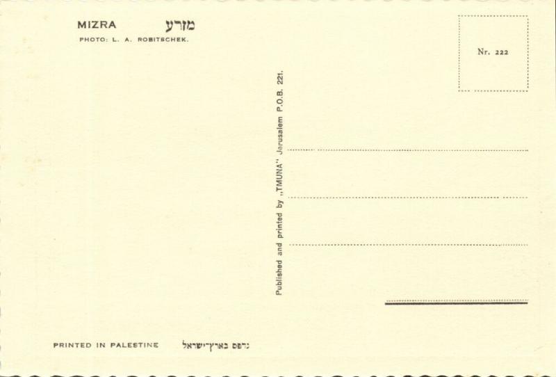 israel palestine, MIZRA מִזְרָע, Kibbutz, Panorama (1930s) Tmunia Postcard 222