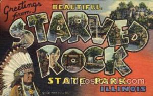 Greetings From Starved Rock, State Park, Illinois, USA Large Letter Town 1952...