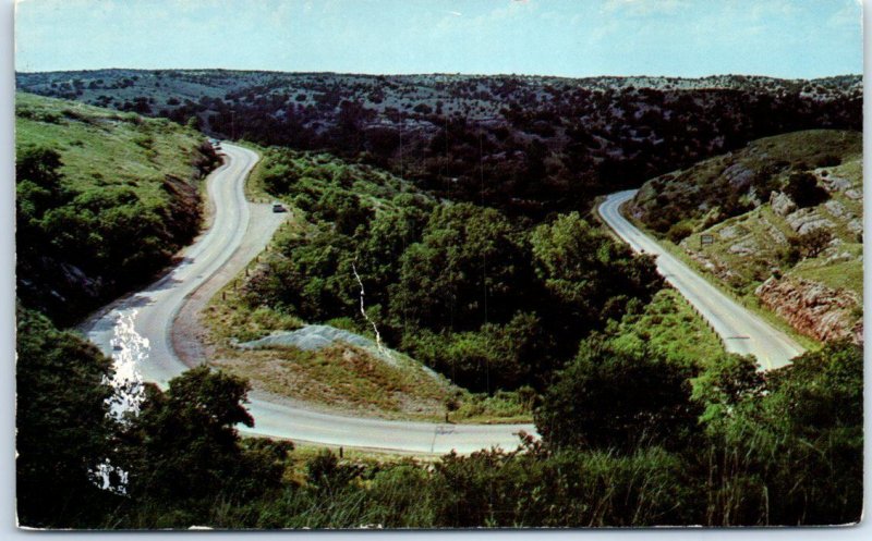 Postcard - Hair Pin Curve on United States Highway 77 - Oklahoma 