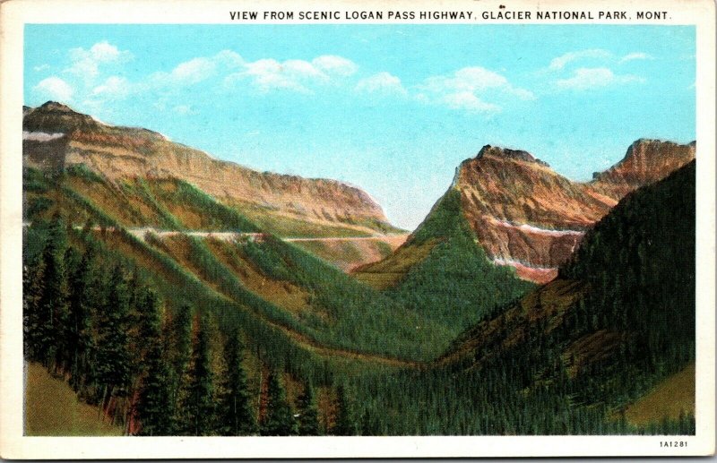 Lot of 4 : Glacier National Park - Logan Pass, Lake , Mountain UNPOSTED POSTCARD