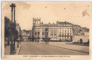 Vintage French France Postcard Le Havre Rue De Paris US Army APO Postmark 1945