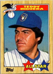 1987 Topps Baseball Card Teddy Higuera American League All Star sk19016