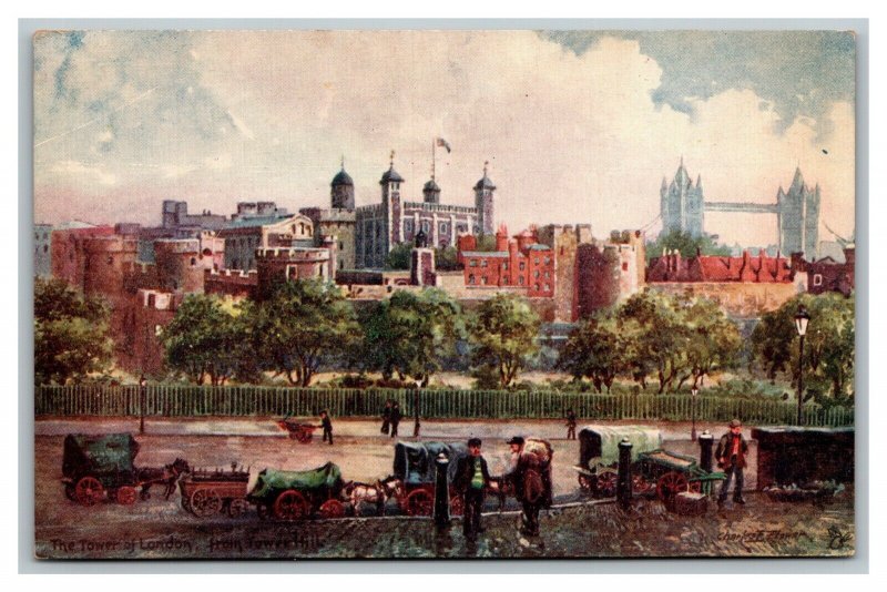 Vintage 1910's Tuck's Postcard - The Tower of London from Tower Hill