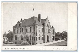 c1905 Post Office Building Dirt Road People Sioux Falls South Dakota SD Postcard