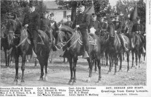 Springfield Illinois Camp Lincoln Staff On Horses Antique Postcard K99623