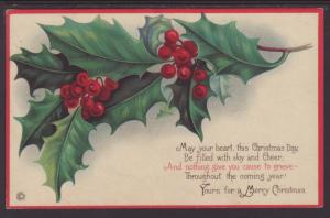 A Merry Christmas,Holly Postcard