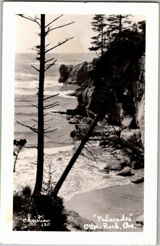 RPPC Palasades Otter Rock OR c1940 Vintage Postcard S24