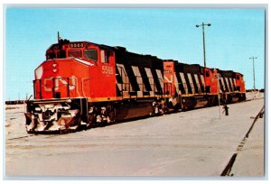 Canadian National GMDD GP358-2 Locomotive Train Montreal Yard Vintage Postcard 