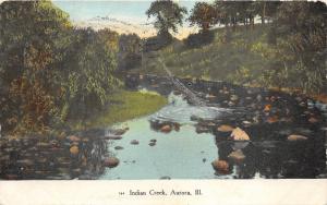 Aurora Illinois~Indian Creek Scene~Ripples & Stones in Water~1909 Postcard