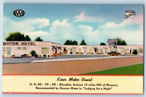 Glendale Arizona Postcard Kiser Motor Court Exterior View c1940 Vintage Antique