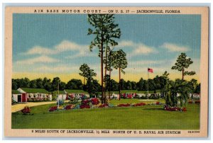 c1940 Exterior View Air Base motor Court Garden Jacksonville Florida FL Postcard