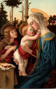 Painting La Vierge l'Enfant Jesus et St Jean Botticelli Louvre Museum Paris