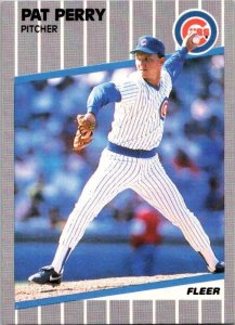 1989 Fleer Baseball Card Pat Perry Chicago Cubs sk10618