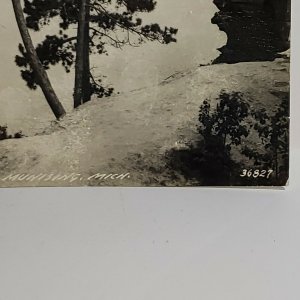 Vintage Postcard Pictured Rocks Munising Michigan black and white unposted