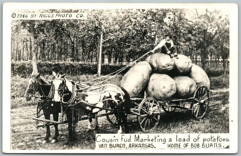 VAN BUREN AR POTATOES LOAD EXAGGERATED VINTAGE REAL PHOTO POSTCARD RPPC  farming