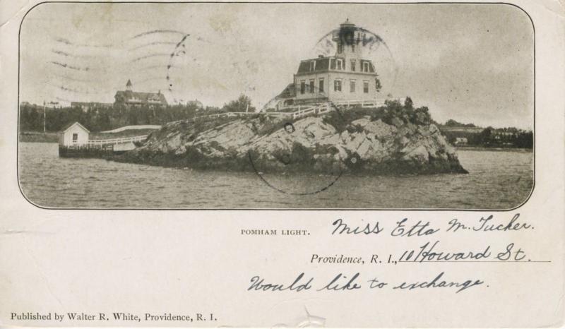 Pomham Light Providence RI Rhode Island c1906 Antique Postcard E8 