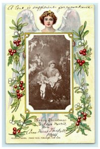 1904 Merry Christmas Angel Cherubs Religious Milwaukee WI Antique Postcard