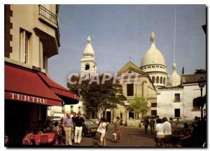 Postcard Modern Marvels Montmertre Paris and Place du Tertre St. Peter's Chur...