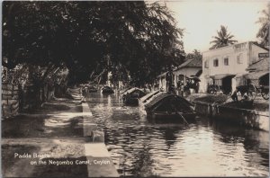 Ceylon Sri Lanka Padda Boats On The Negombo Canal Vintage RPPC C277