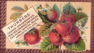 1880's Thurbers' Canned Strawberries Peaches, Egg Plums Trade Card P141