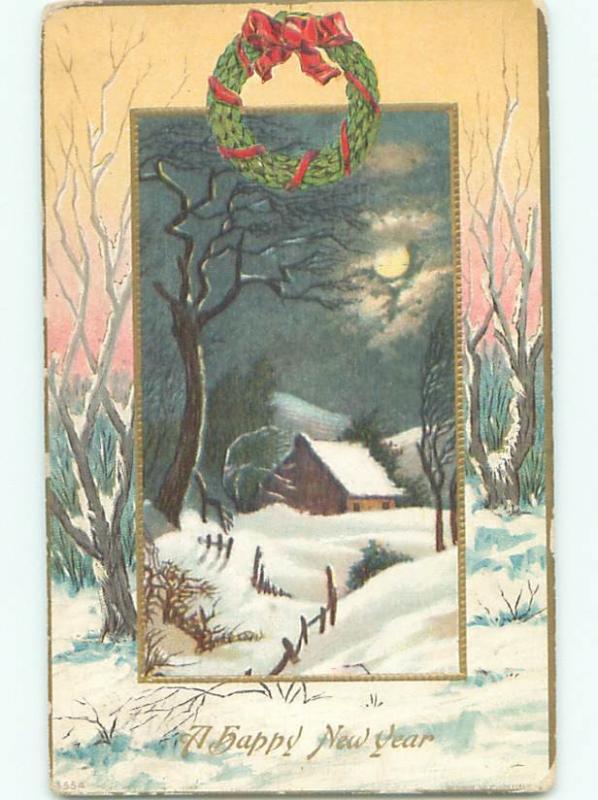 Divided-Back NEW YEAR SCENE Great Postcard AA2179