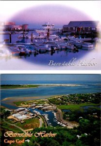 2~4X6 Postcards BARNSTABLE HARBOR, MA Massachusetts MARINA~Boats & AERIAL VIEW