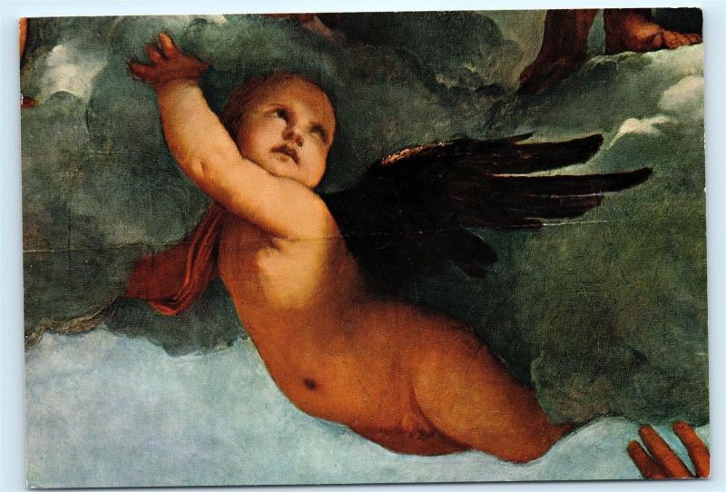 Venezia Basilica dei Frari Nude Baby Angel with Wings Vintage 4x6 Postcard A42