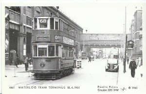 Transport Postcard - Trams - Waterloo Tram Terminus 18.4.1951 - Ref U694