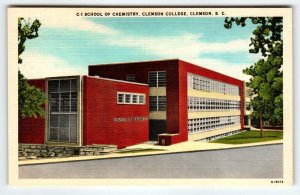 School Of Chemistry Clemson College South Carolina Linen Postcard Vintage Unused