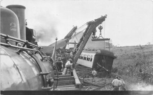 J29/ Panama Railroad RPPC Postcard c1910 Railroad Wreck Disaster Crane 224