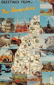 Greetings from New Hampshire USA Map Unused 