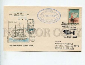 3162821 ARGENTINA 1969 ANTARTICA Ship Sailboat COVER with spec