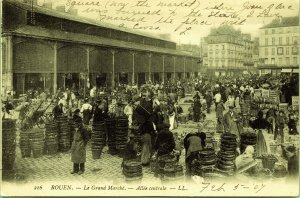 The Big Market Central Aisle Rouen France Postcard PM 1907