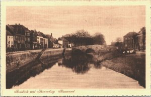 Netherlands Roerkade met Stenen Brug Roermond Vintage Postcard 01.45