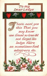 To My Dear Ladye I Have Sent You This That You May Know, Vintage Postcard