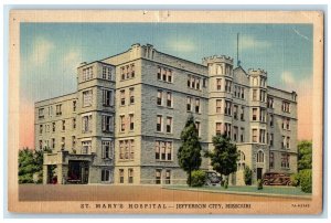 1939 St. Mary's Hospital Building Classic Cars View Jefferson City MO Postcard