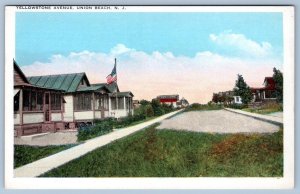 1920-30's UNION BEACH NEW JERSEY NJ YELLOWSTONE AVENUE AMERICAN FLAG POSTCARD