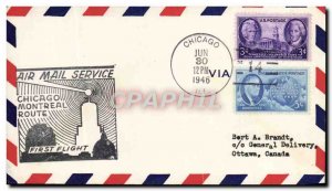 Letter USA 1st flight Chicago Montreal June 30, 1946