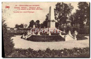 Old Postcard Chalons Sur Marne Cemetery military high monument to the memory ...